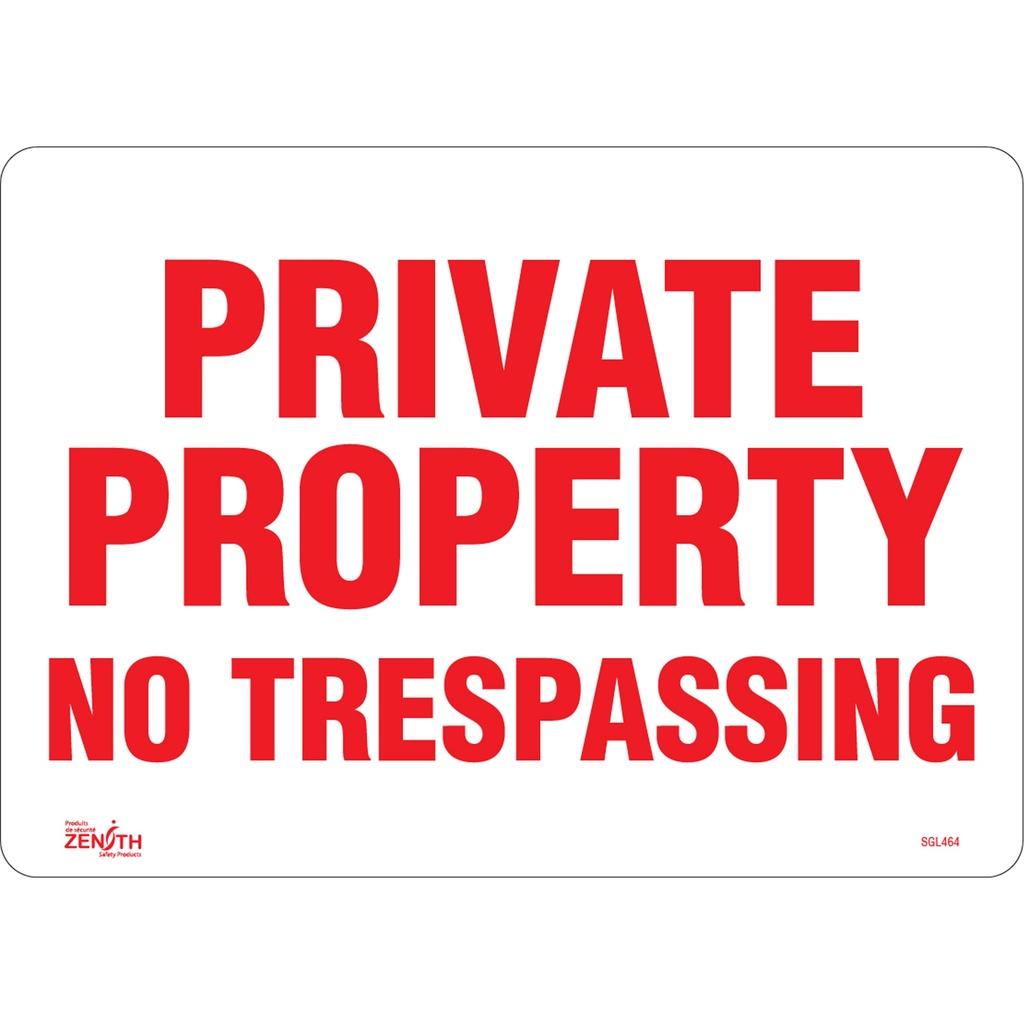 Enseigne «Private Property» Vinyle 14" x 10"