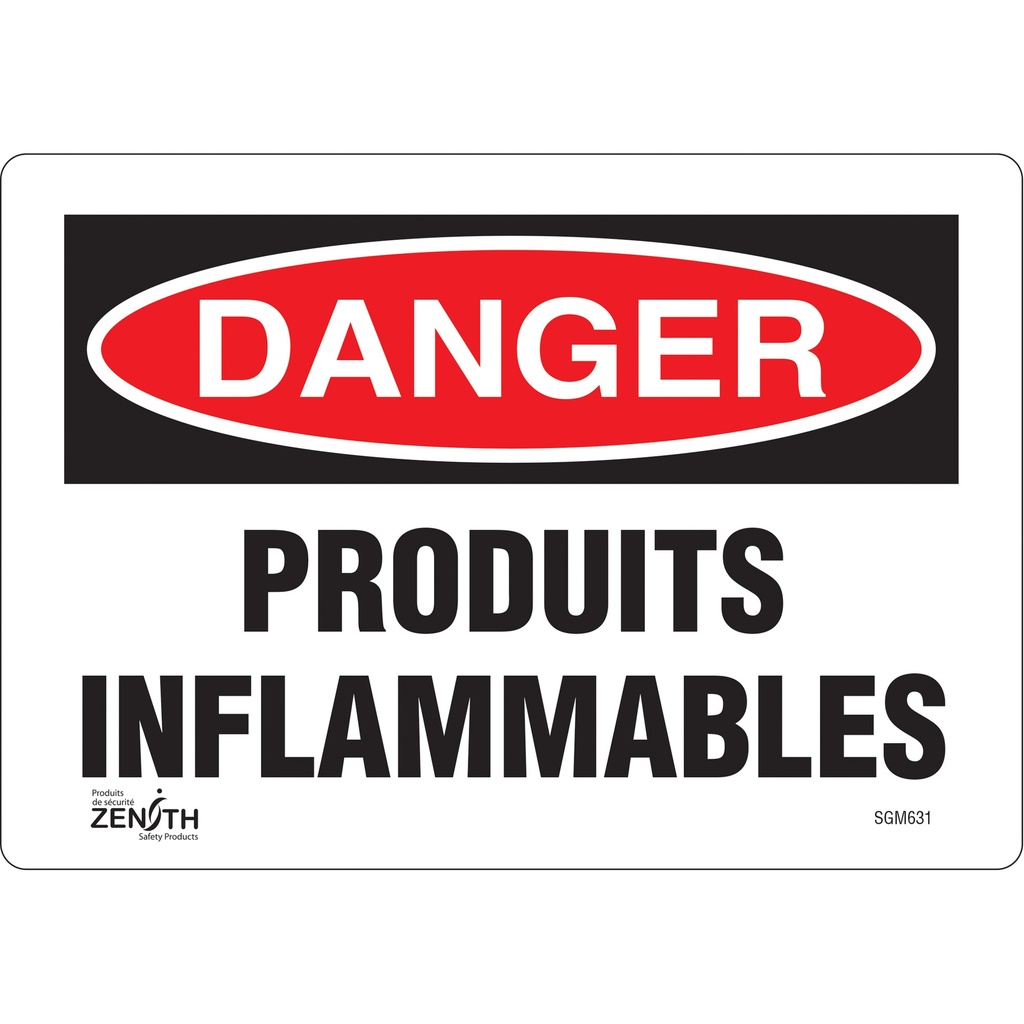 Enseigne «Produits Inflammables» Vinyle 10" x 7"