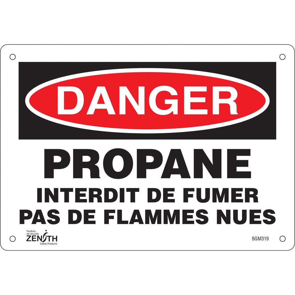 Enseigne «Propane - Interdit De Fumer» Aluminium 10" x 7"