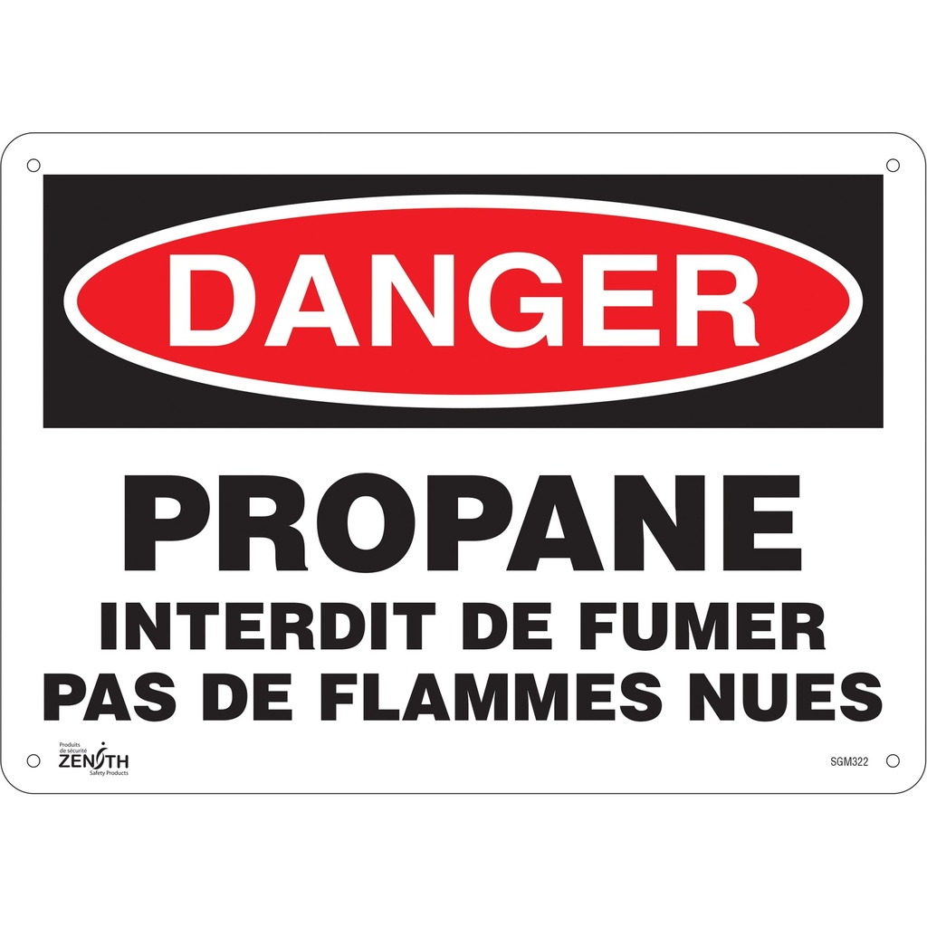 [ZEN-SGM322] Enseigne «Propane - Interdit De Fumer» Aluminium 14" x 10"