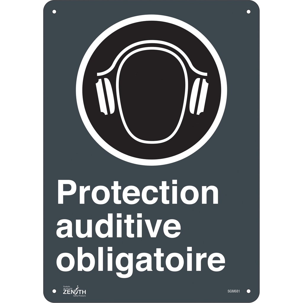 [ZEN-SGM681] Enseigne «Protection Auditive Obligatoire» Aluminium 10" x 14"