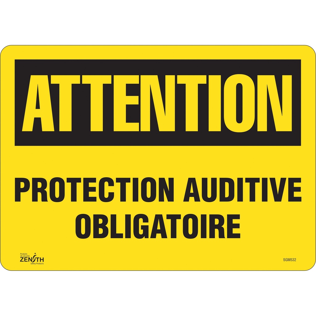 Enseigne «Protection Auditive Obligatoire» Vinyle 14" x 10"