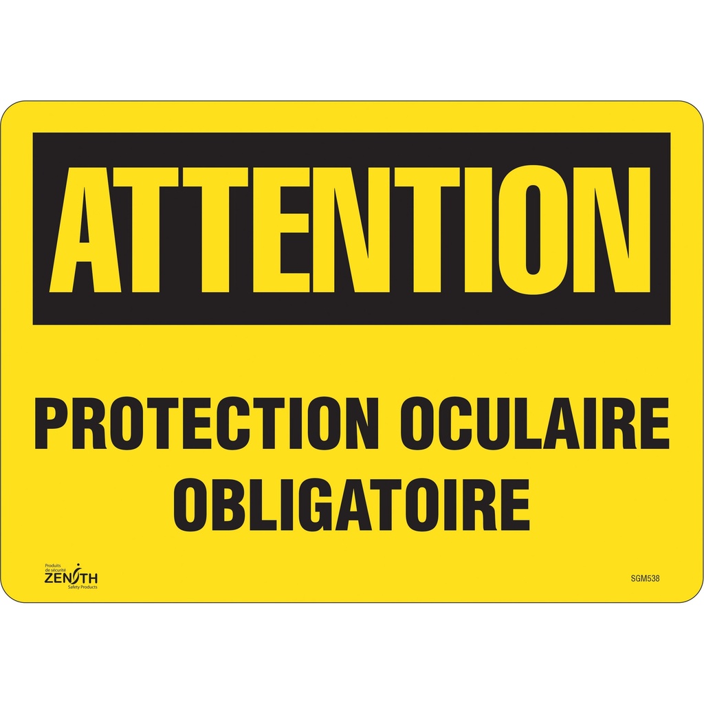 Enseigne «Protection Oculaire Obligatoire» Vinyle 14" x 10"