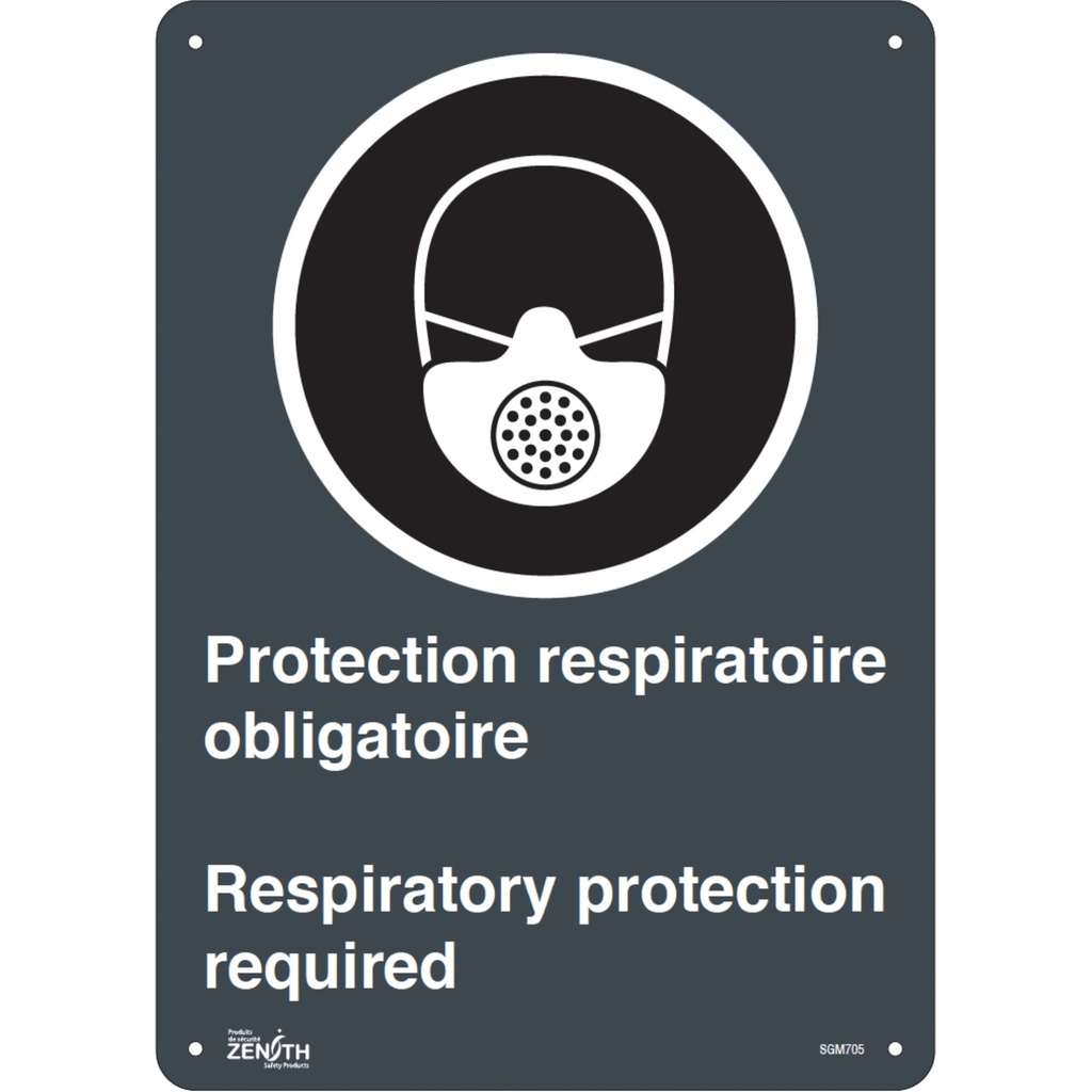 Enseigne «Protection Respiratoire Respiratory Protection» Aluminium 10" x 14"