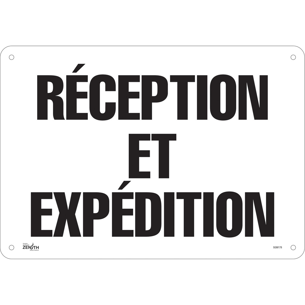 Enseigne «Réception et Expédition» Aluminium 20" x 14"