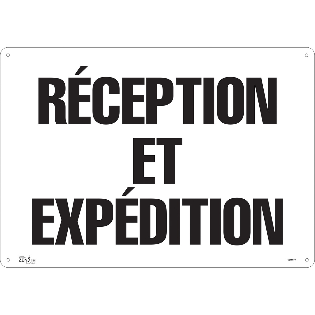 Enseigne «Réception et Expédition» Plastique 20" x 14"