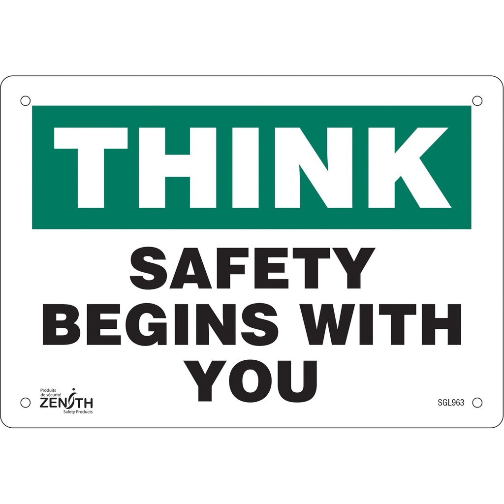 Enseigne «Safety Begins With You» Aluminium 10" x 7"