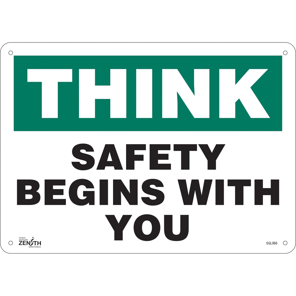 Enseigne «Safety Begins With You» Aluminium 14" x 10"