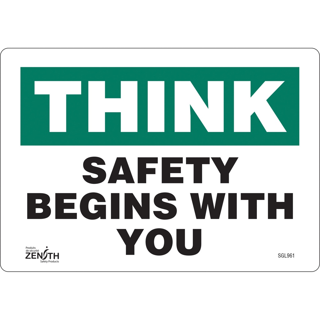 Enseigne «Safety Begins With You» Vinyle 10" x 7"