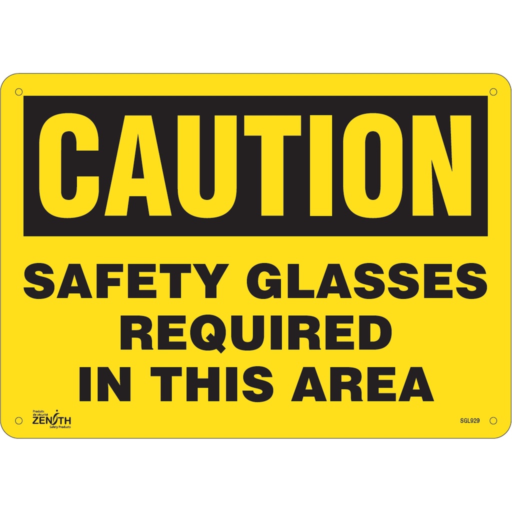 Enseigne «Safety Glasses Required» Plastique 14" x 10"