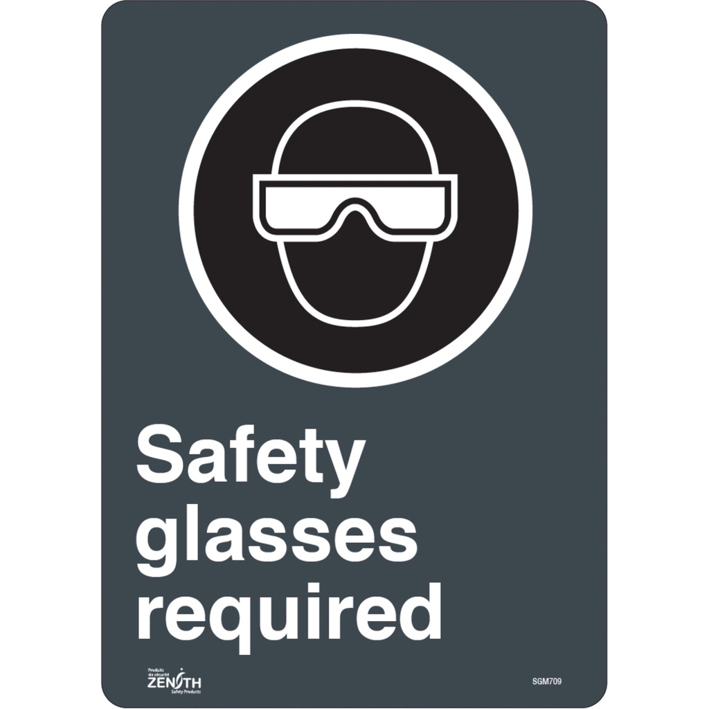 Enseigne «Safety Glasses Required» Vinyle 10" x 14"