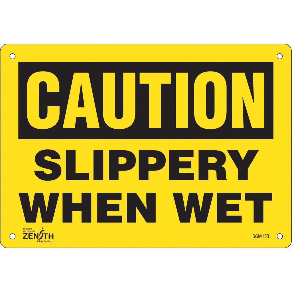 Enseigne «Slippery When Wet» Aluminium 10" x 7"