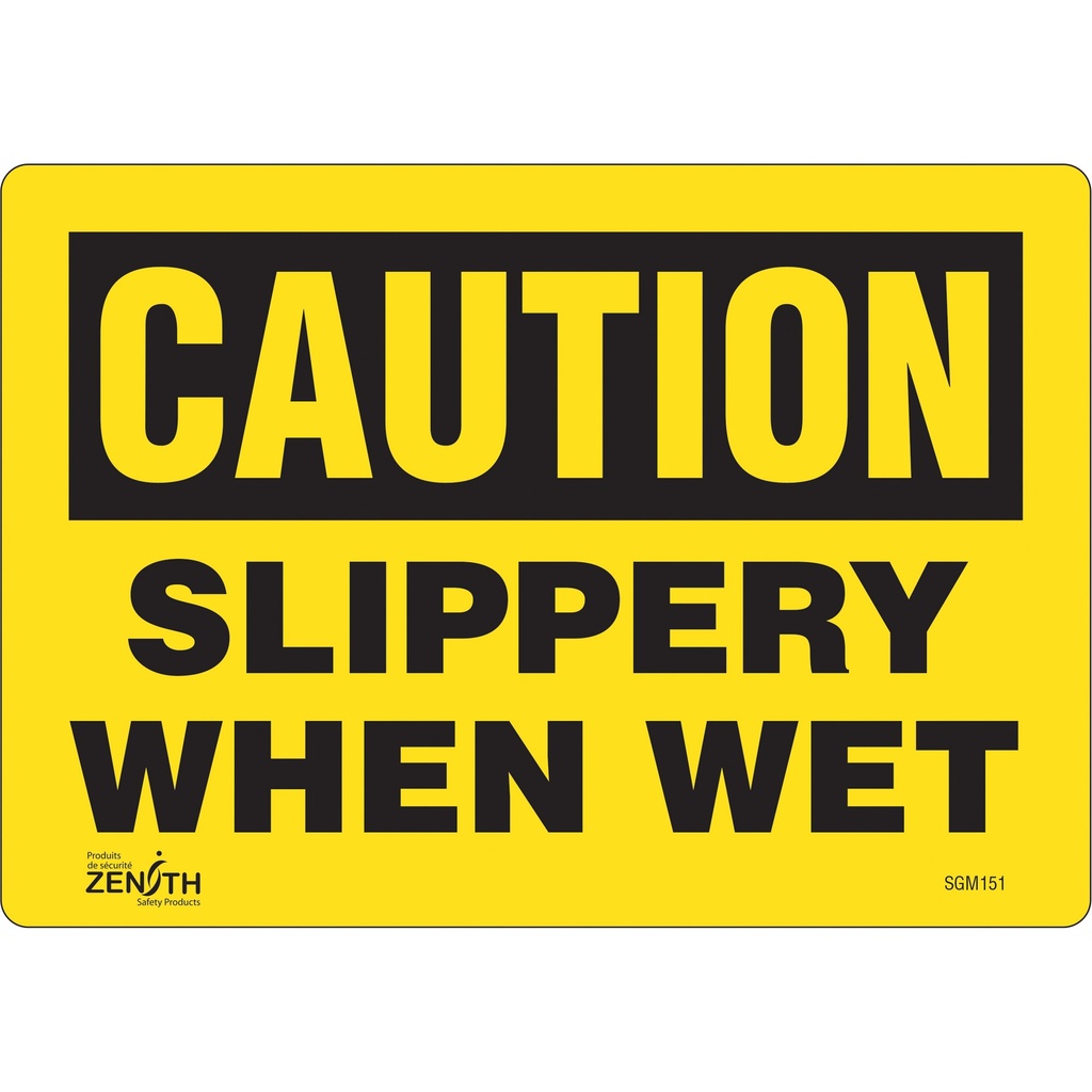 Enseigne «Slippery When Wet» Vinyle 10" x 7"