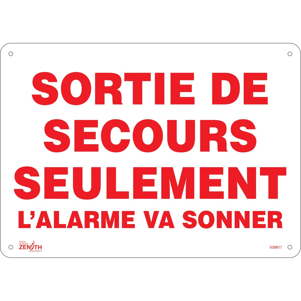 Enseigne «Sortie De Secours» Plastique 14" x 10"