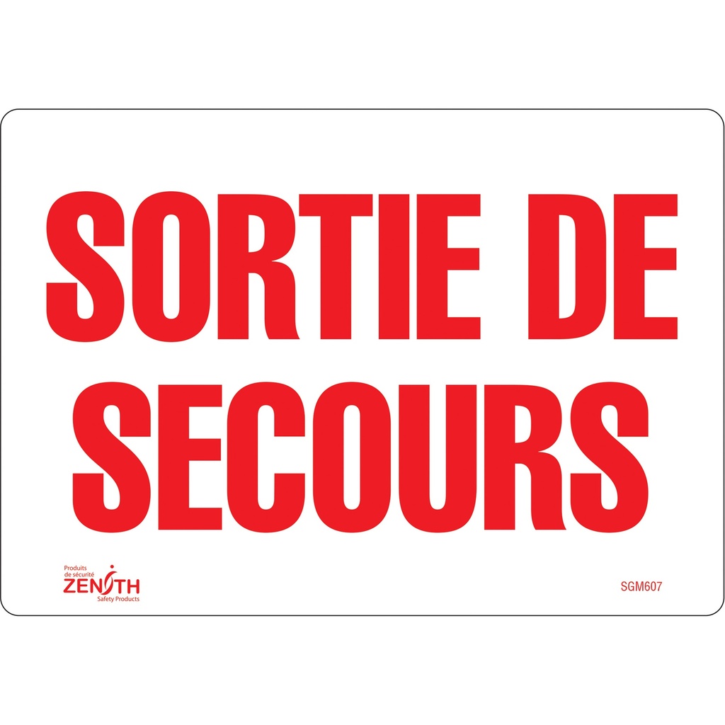 Enseigne «Sortie De Secours» Vinyle 10" x 7"