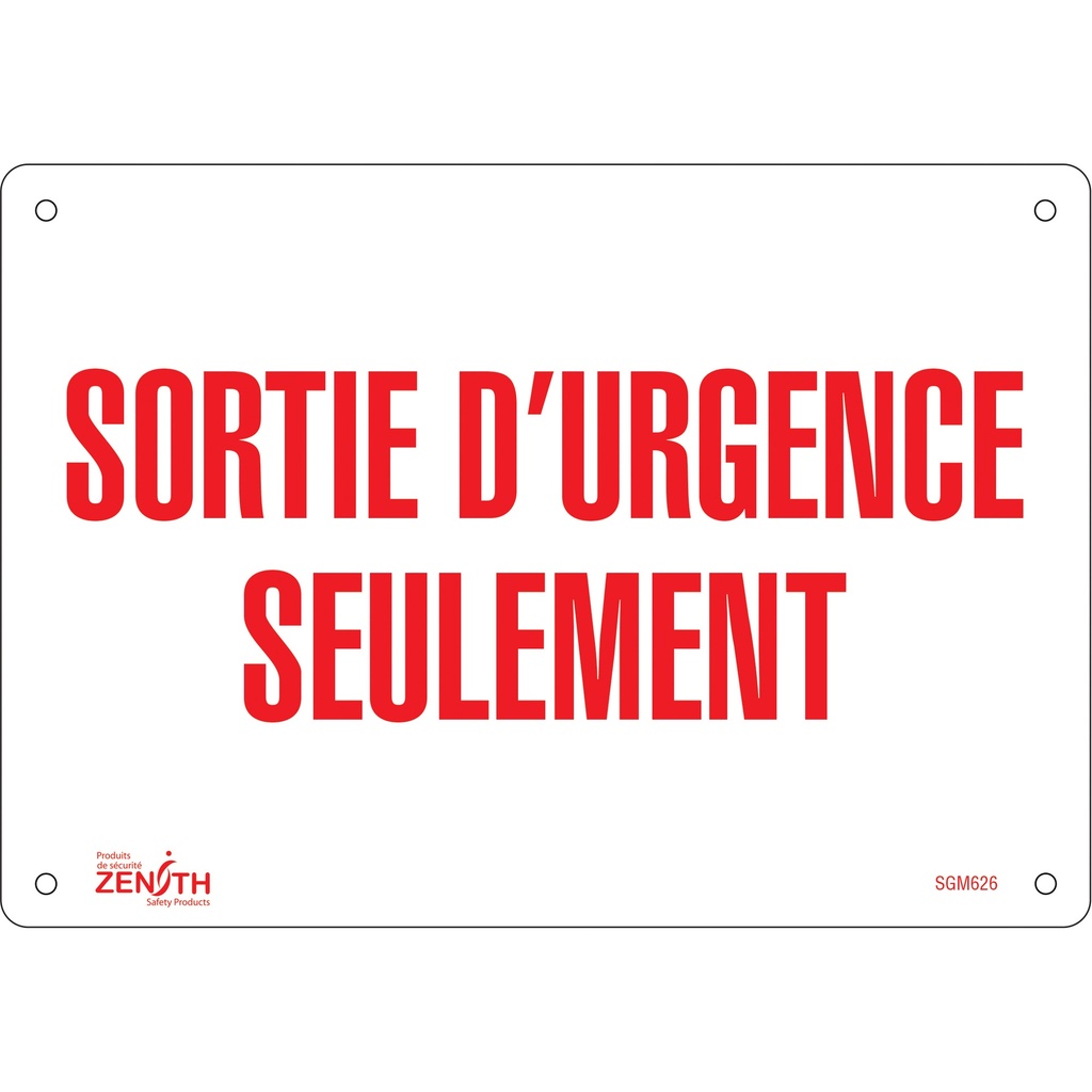 Enseigne «Sortie D'Urgence» Plastique 10" x 7"