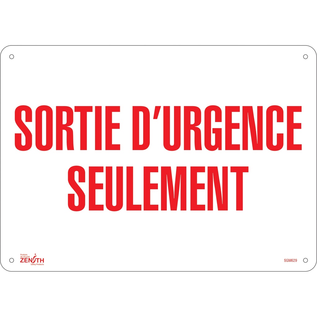 Enseigne «Sortie D'Urgence» Plastique 14" x 10"