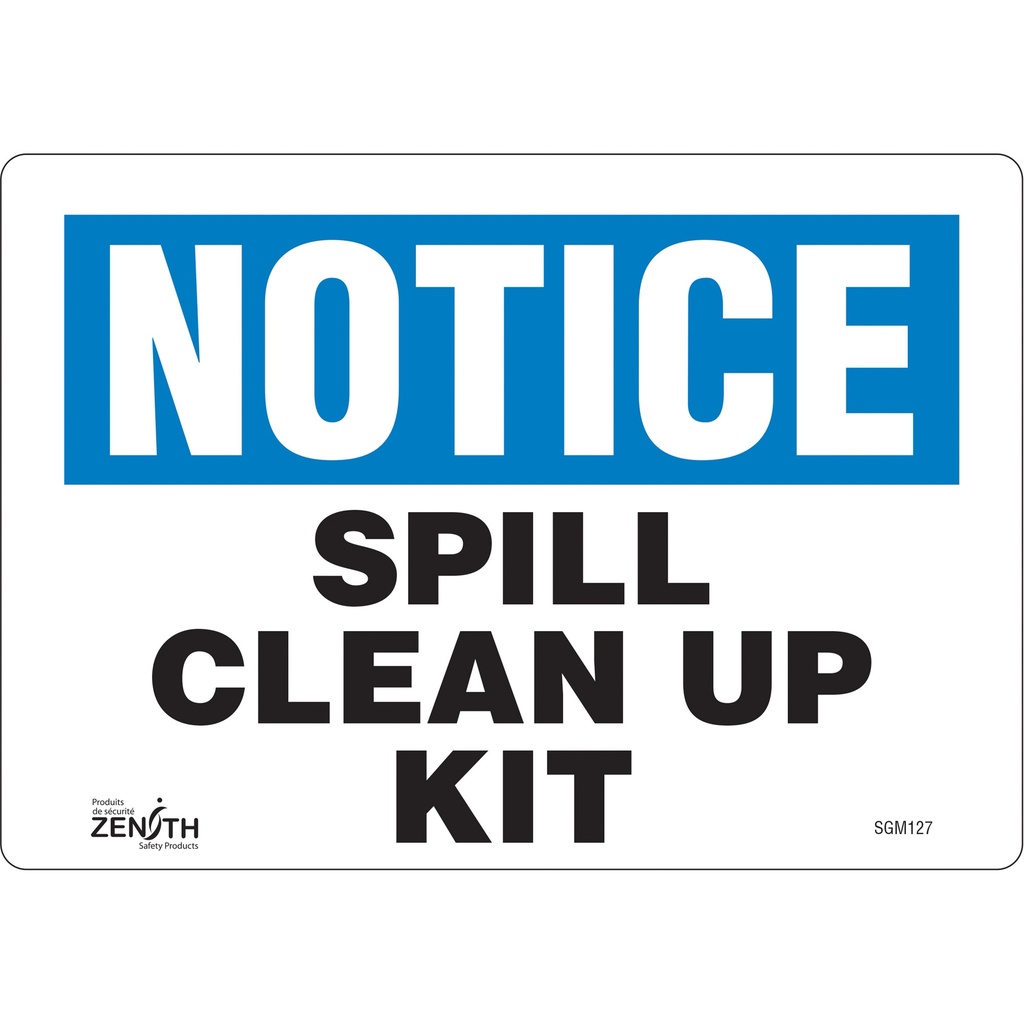 Enseigne «Spill Clean Up Kit» Vinyle 10" x 7"