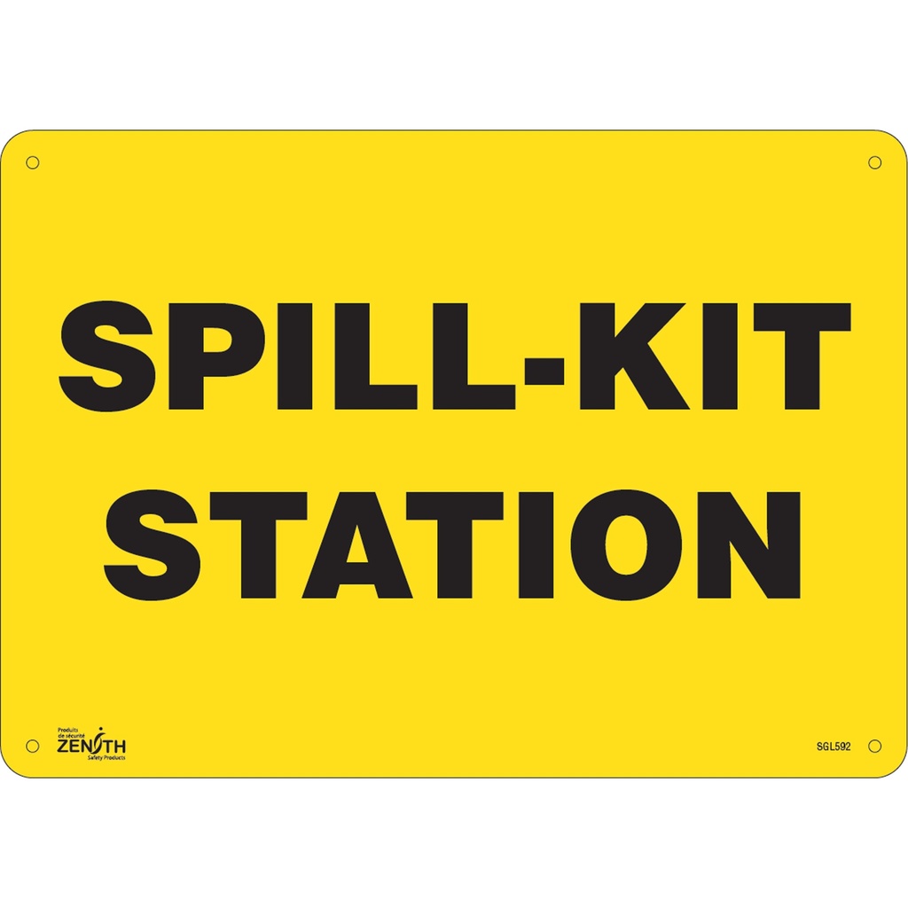 [ZEN-SGL592] Enseigne «Spill Kit Station» Aluminium 14" x 10"