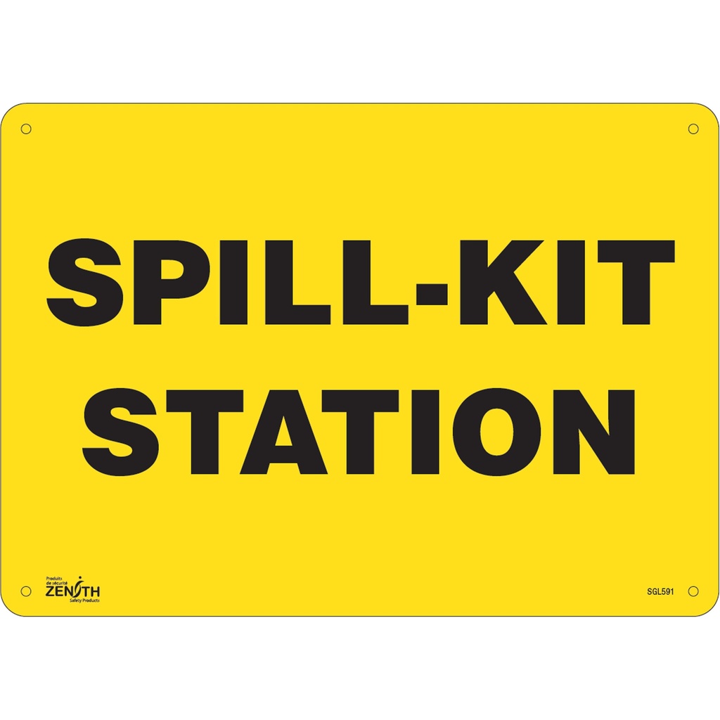 Enseigne «Spill Kit Station» Plastique 14" x 10"