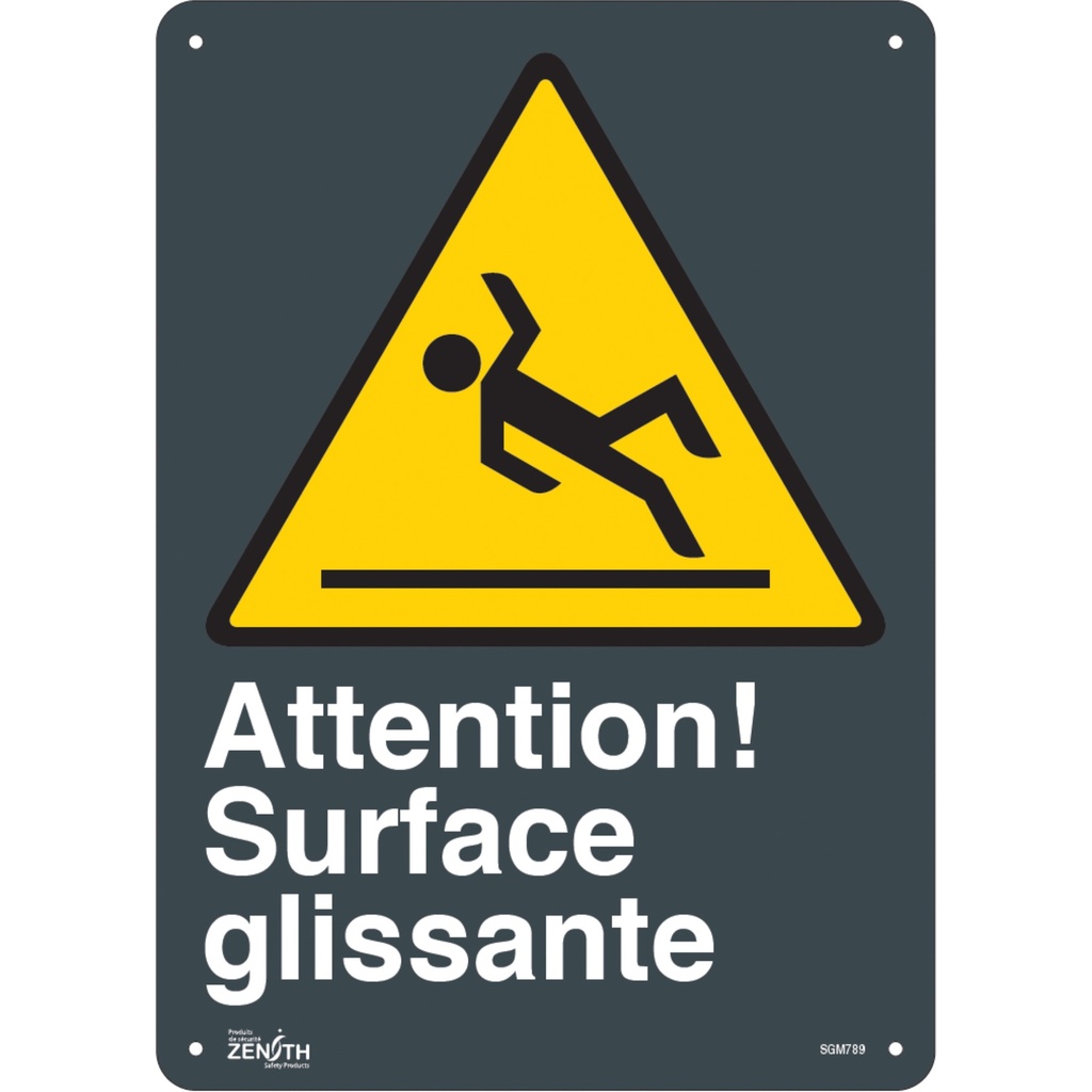 Enseigne «Surface Glissante» Aluminium 10" x 14"