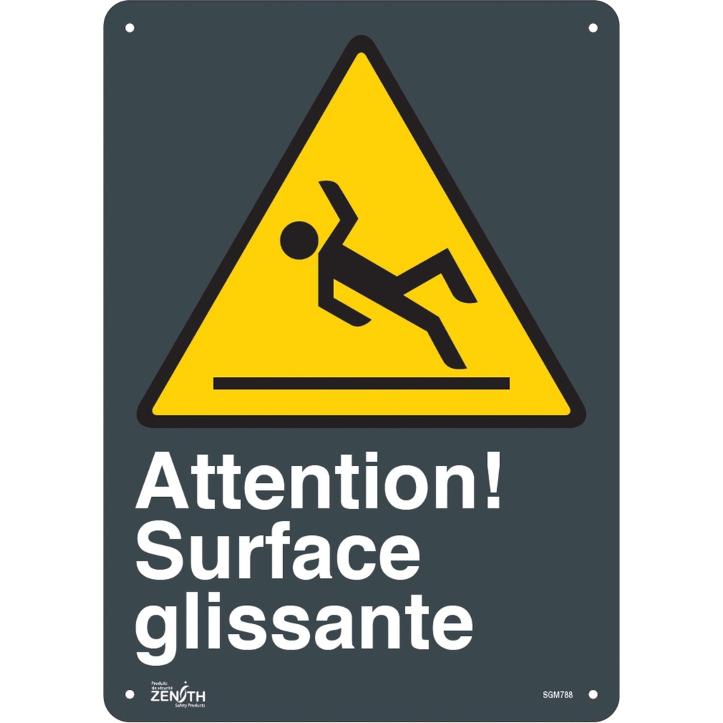 Enseigne «Surface Glissante» Plastique 10" x 14"