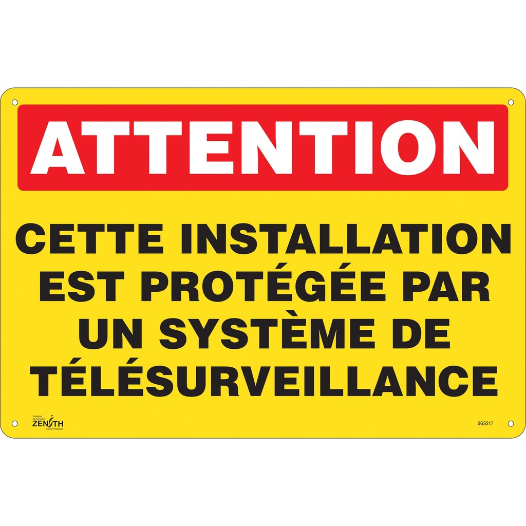 Enseigne «Système de télésurveillance» Plastique 18" x 12"