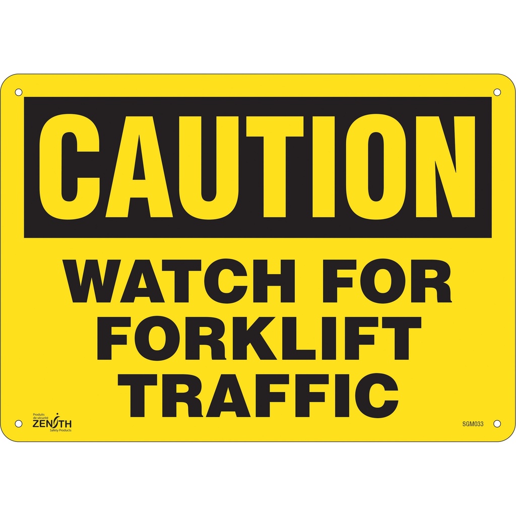 Enseigne «Watch For Forklift» Aluminium 14" x 10"