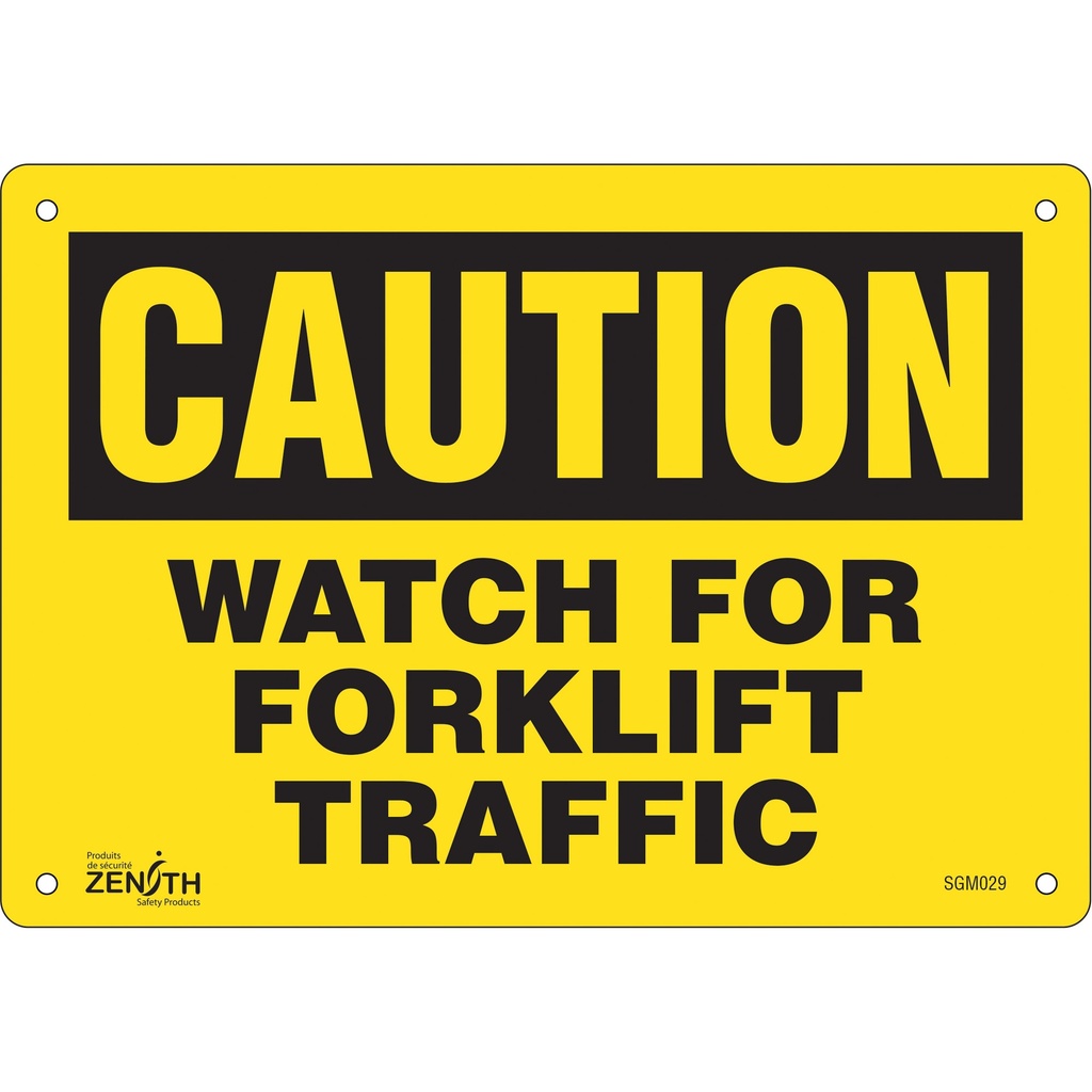 Enseigne «Watch For Forklift» Plastique 10" x 7"
