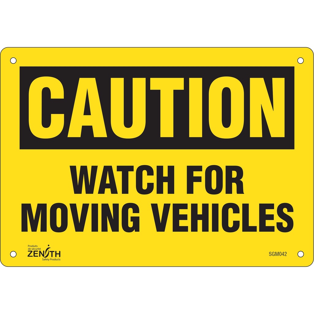 Enseigne «Watch For Moving Vehicles» Aluminium 10" x 7"