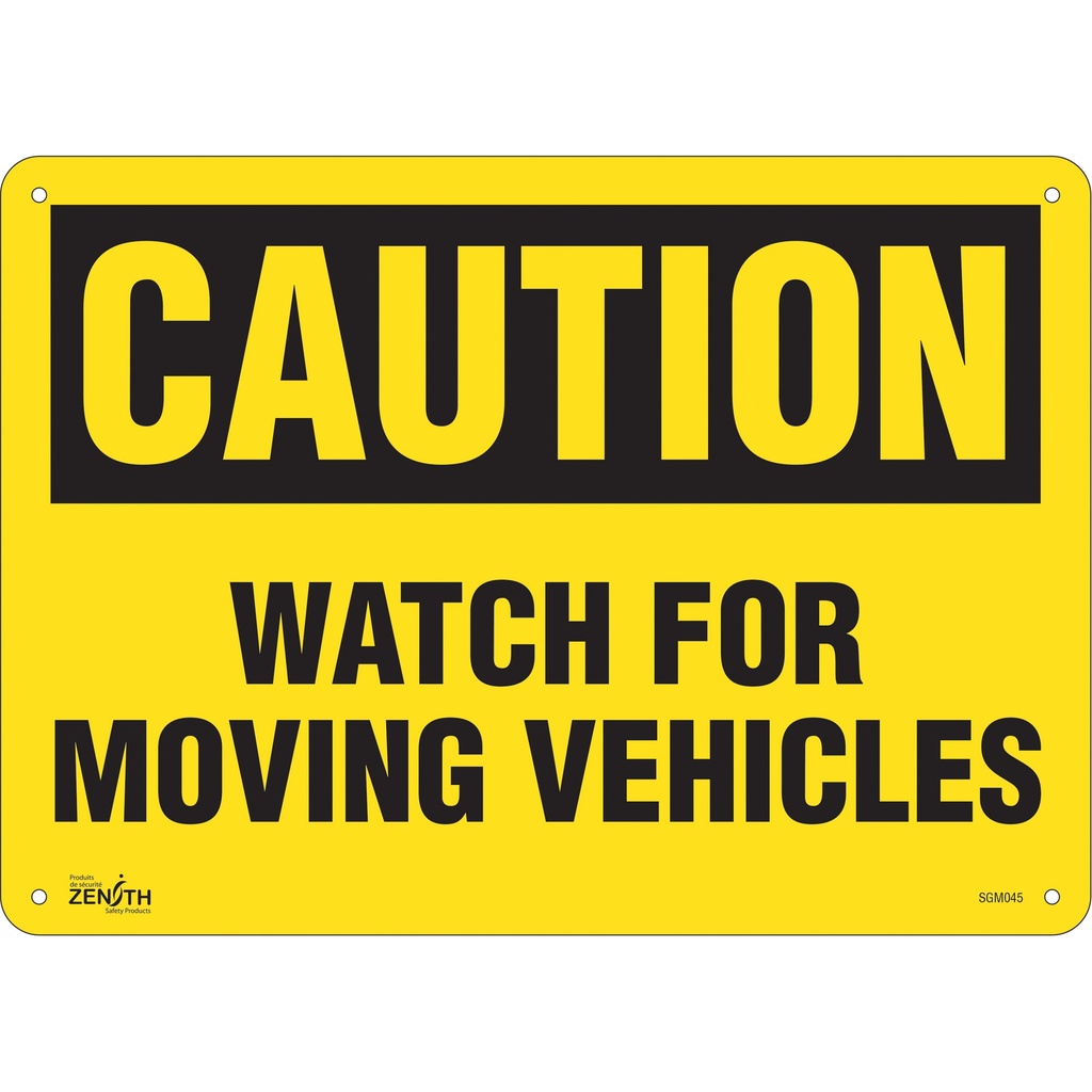 Enseigne «Watch For Moving Vehicles» Aluminium 14" x 10"
