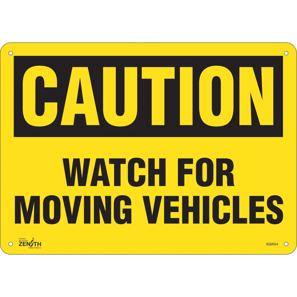 Enseigne «Watch For Moving Vehicles» Plastique 14" x 10"