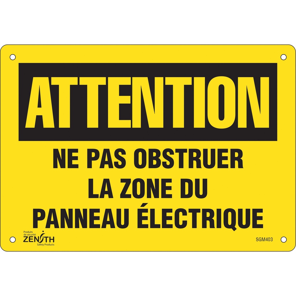 Enseigne «Zone du Panneau Électrique» Aluminium 10" x 7"