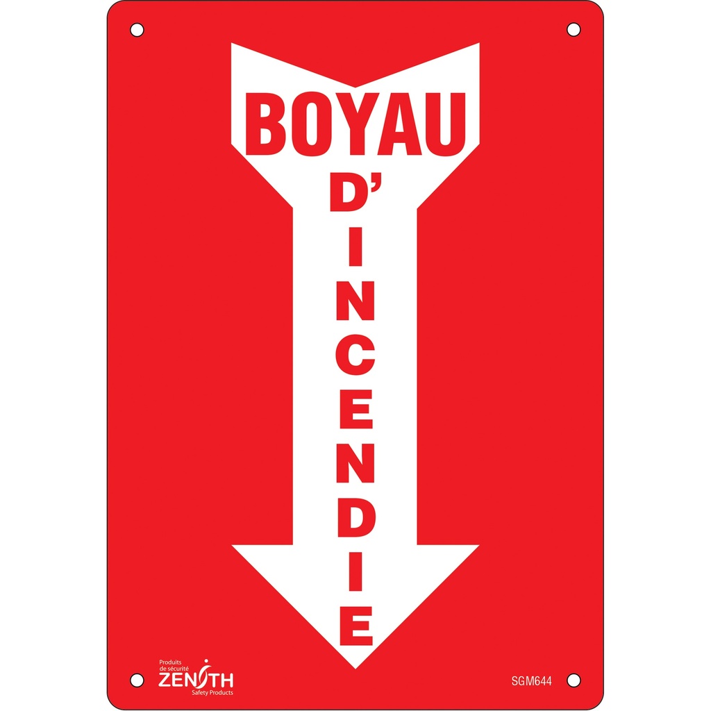 Enseigne avec flèche «Boyau D'Incendie» Plastique 7" x 10"