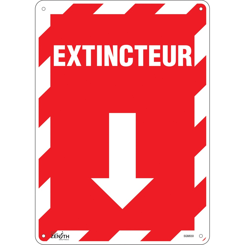 Enseigne avec flèche «Extincteur» Plastique 10" x 14"