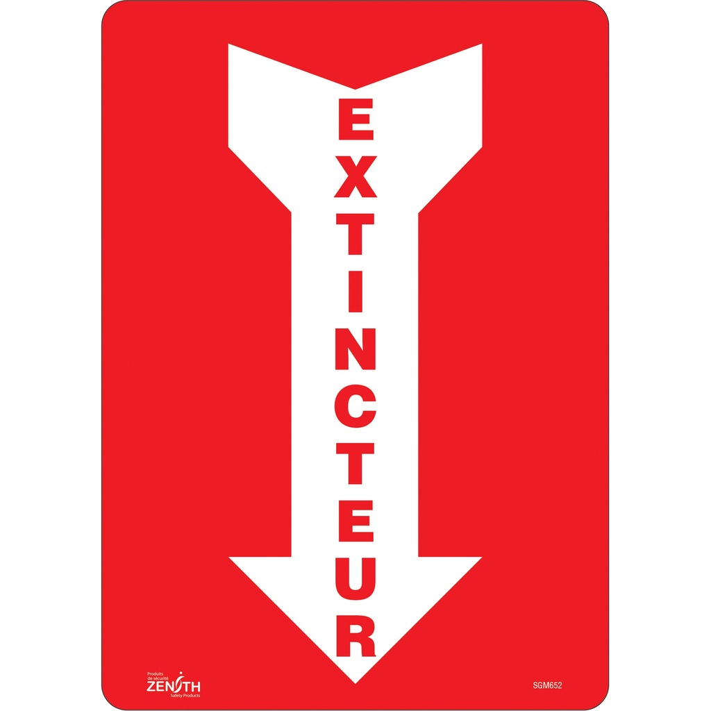 Enseigne avec flèche «Extincteur» Vinyle 10" x 14"