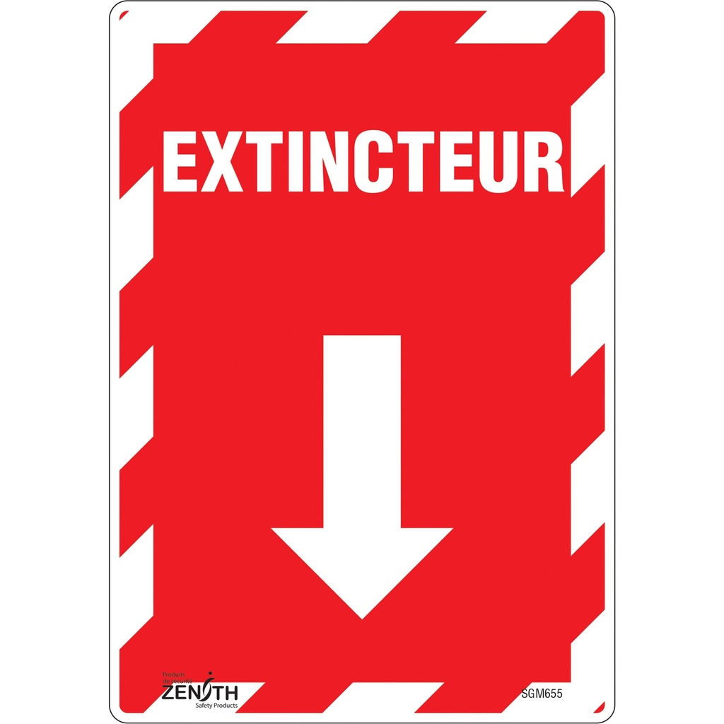 Enseigne avec flèche «Extincteur» Vinyle 7" x 10"