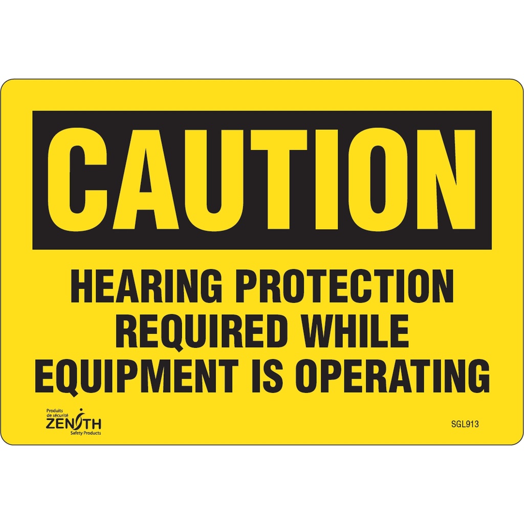 Enseigne contre le danger lié au bruit « Hearing Protection Required» Vinyle 10" x 7"