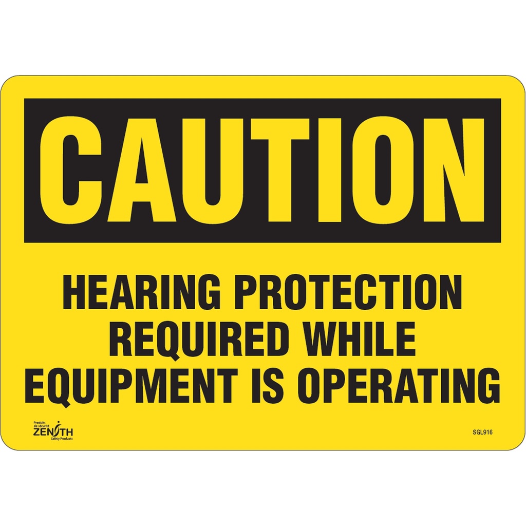 Enseigne contre le danger lié au bruit « Hearing Protection Required» Vinyle 14" x 10"