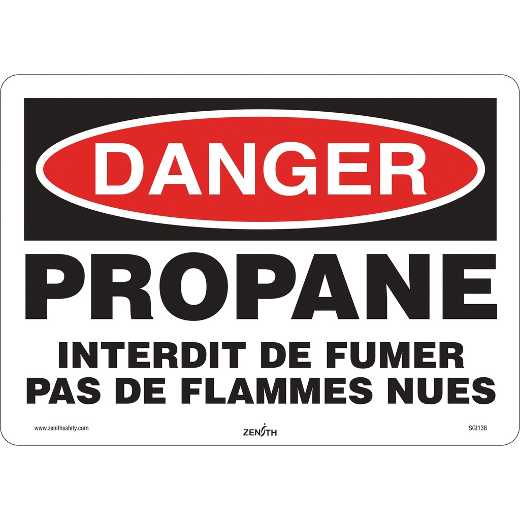 Enseigne de sécurité «Danger Propane» Vinyle 14" x 10"