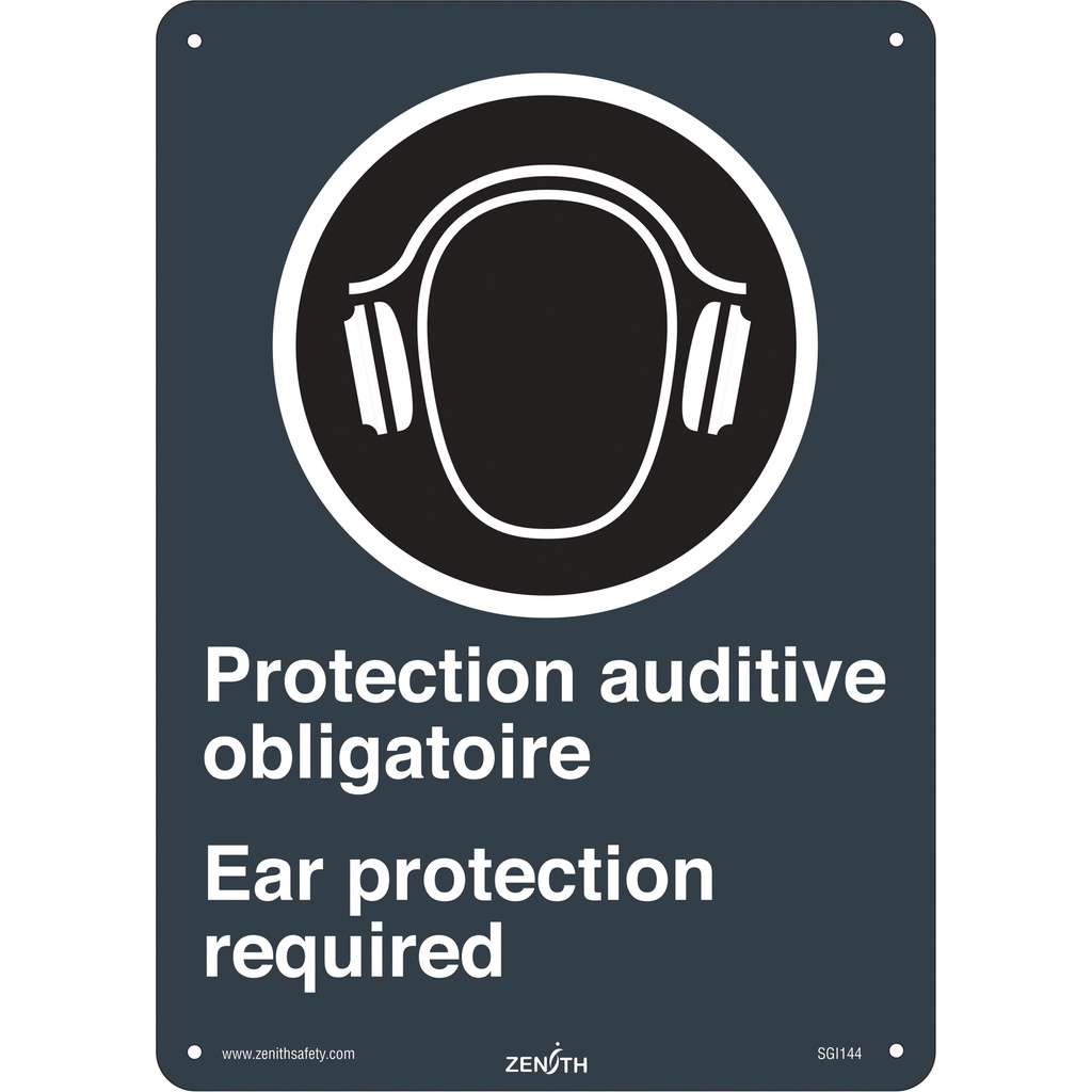 Enseigne de sécurité conforme à la CSA - Ear Protection / Protection Auditive Plastique 10" x 14"