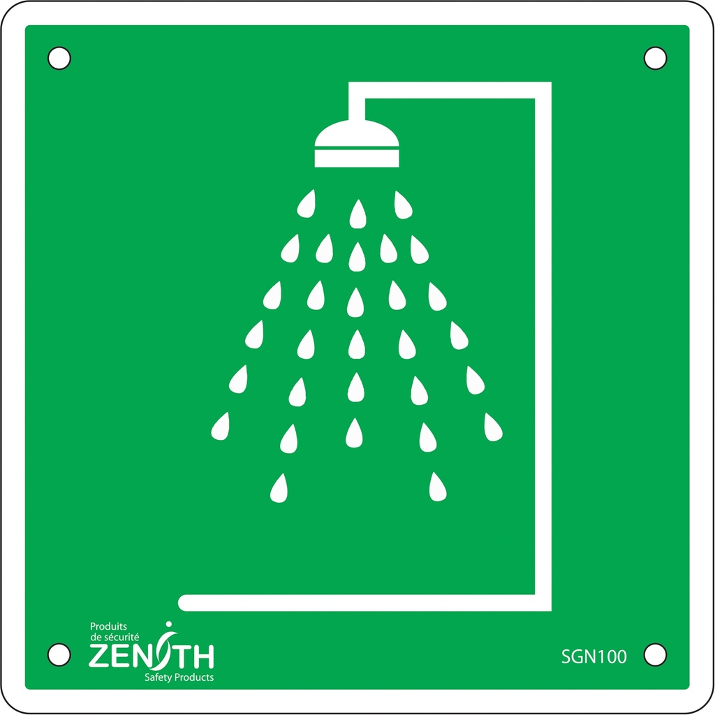 [ZEN-SGN100] Enseigne de sécurité conforme à la CSA - Emergency Shower Plastique 6" x 6"