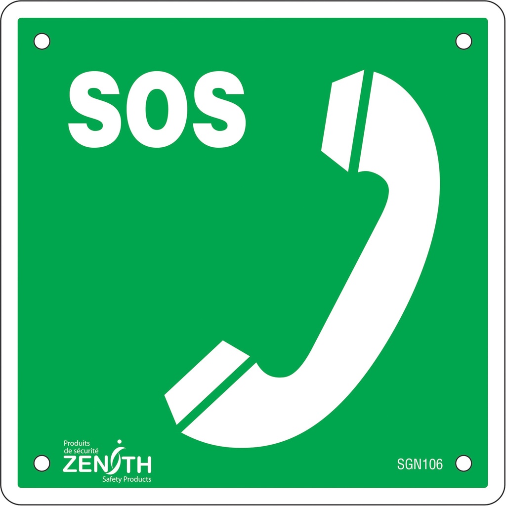 [ZEN-SGN106] Enseigne de sécurité conforme à la CSA - Emergency Telephone Plastique 6" x 6"