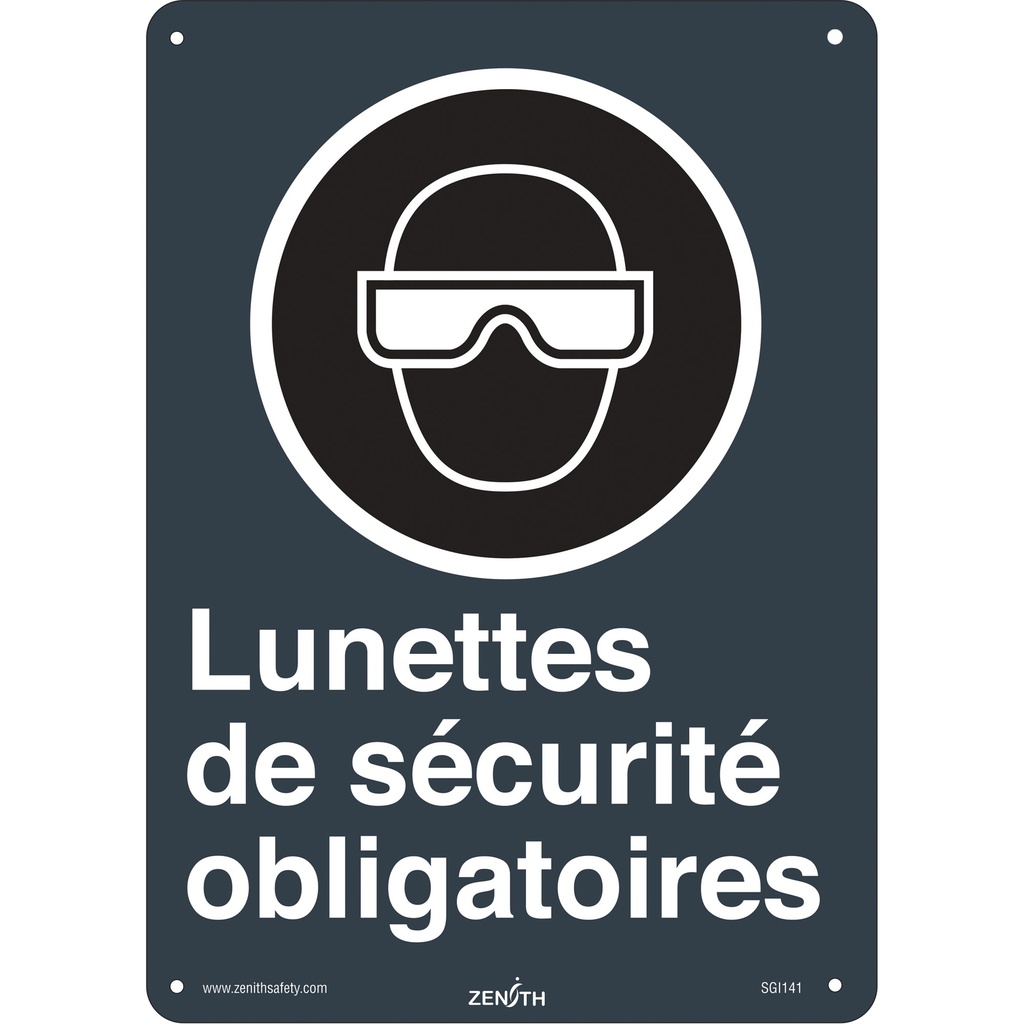 Enseigne de sécurité conforme à la CSA - Lunettes de sécurité Plastique 10" x 14"