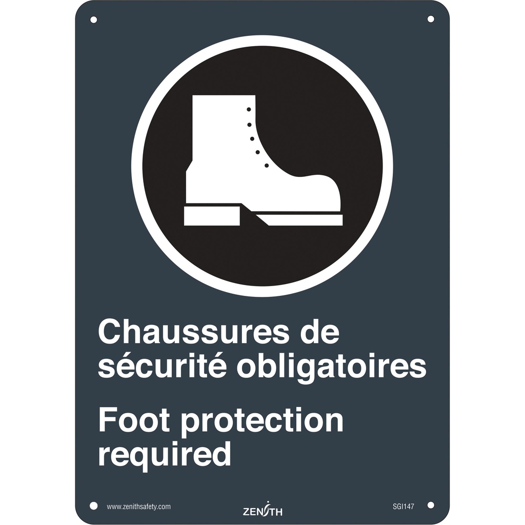 Enseigne de sécurité conforme à la CSA Chaussures de sécurité/Foot Protection Aluminium 10" x 14"