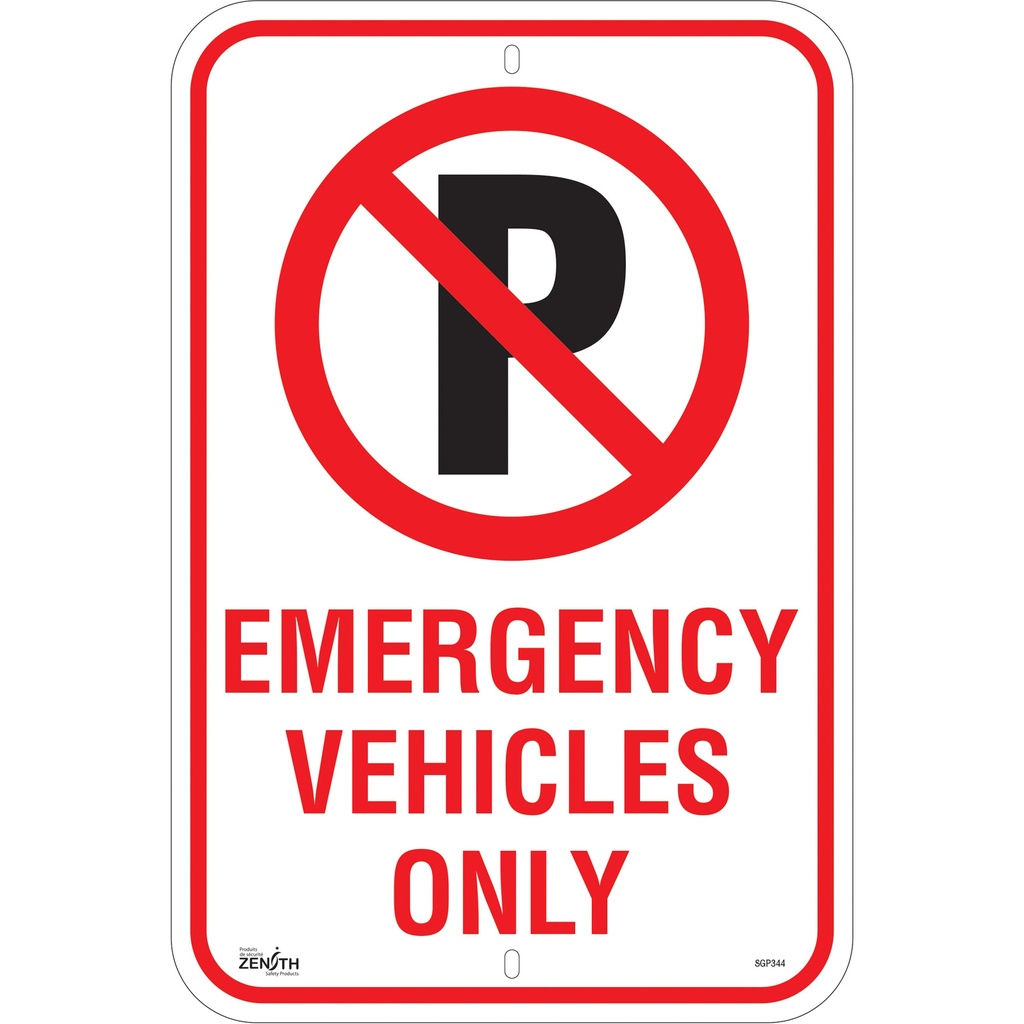 Enseigne Stationnement interdit «Emergency Vehicles Only» Aluminium 12" x 18"