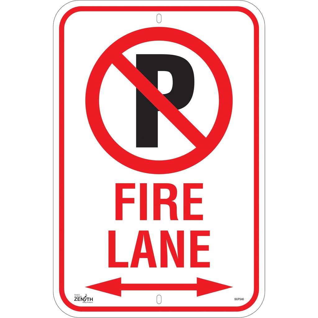 Enseigne Stationnement interdit «Fire Lane» Aluminium 12" x 18"