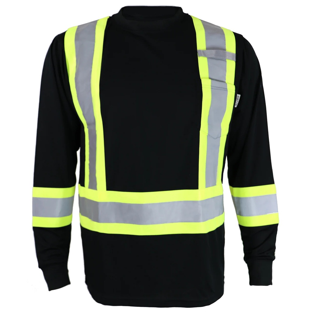 [GAT-STX4LS-BLK-XXS] STX4LS High-Visibility Long Sleeve Shirt 100% Polyester (Black, TT-Small)