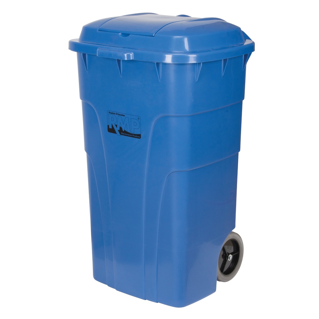 [RMP-JH478] Bac de recyclage roulant, 65 gal. US, Bord de rue, Bleu, 50" x 50"