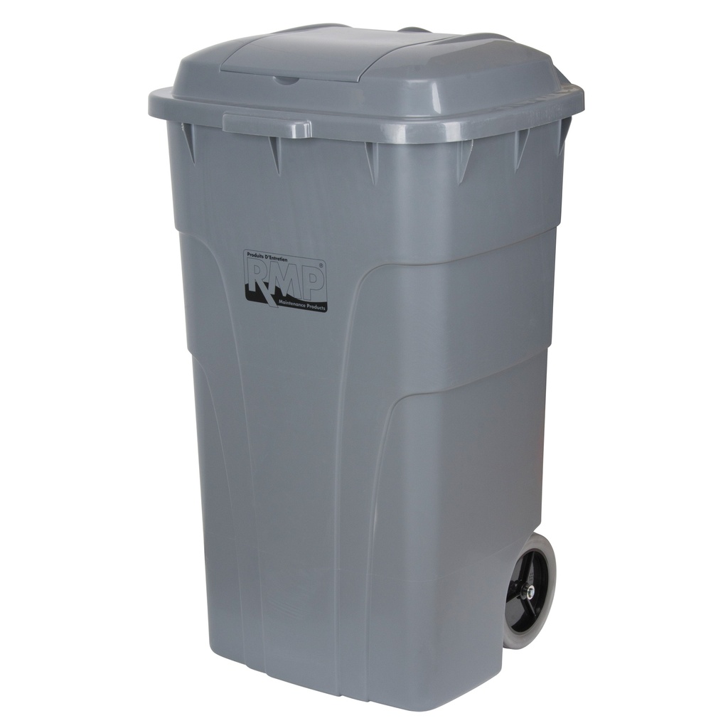 [RMP-JH479] Bac d'ordures roulant, 65 gal. US, Gris, 50" x 50"